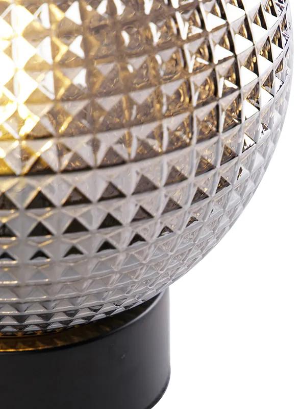 Art Deco tafellamp zwart met smoke glas - Sphere Art Deco E27 rond Binnenverlichting Lamp