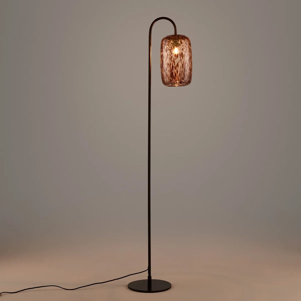 Vloerlamp in metaal en amber glas, Toleco