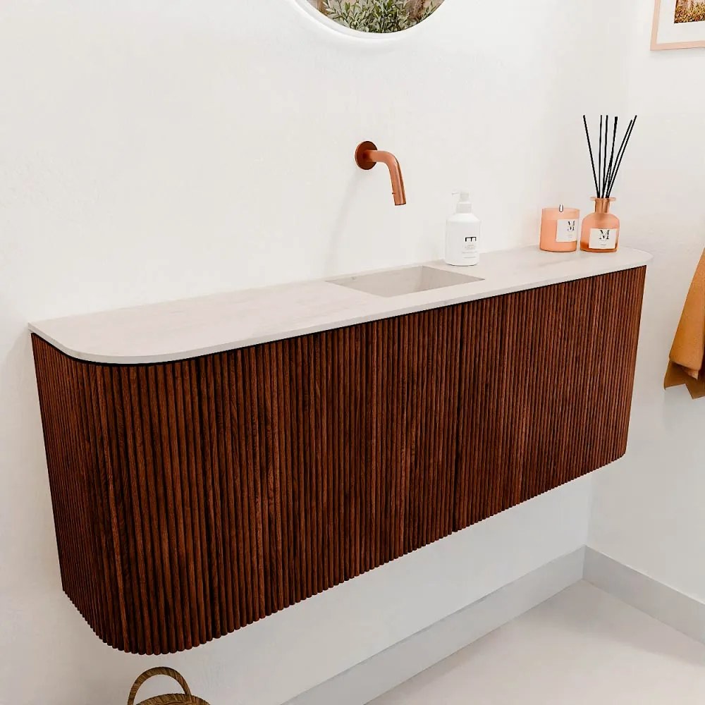 Mondiaz Joya DLux 115cm toiletmeubel ronding links/rechts ruby met wastafel faye midden zonder kraangat meli