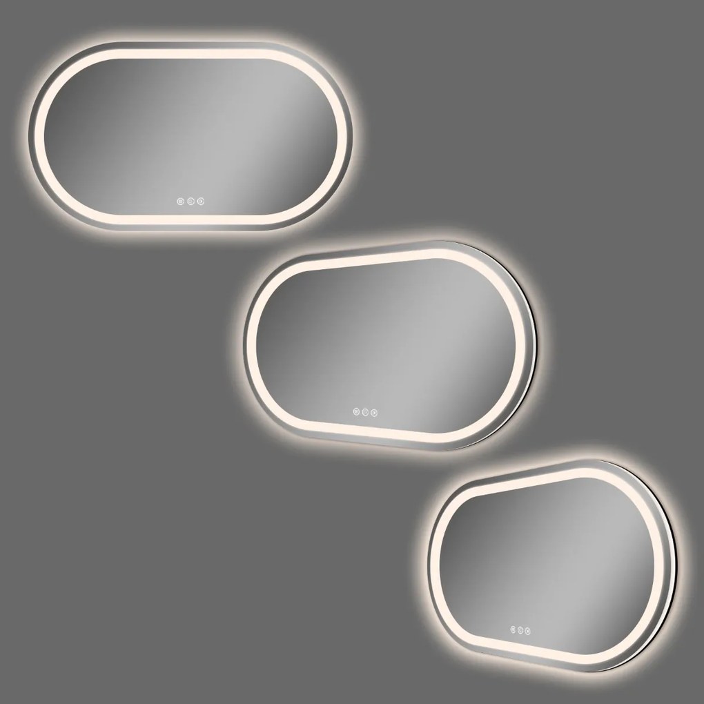 Saniclear Triova ovale spiegel 120x70cm met verwarming, directe en indirecte verlichting