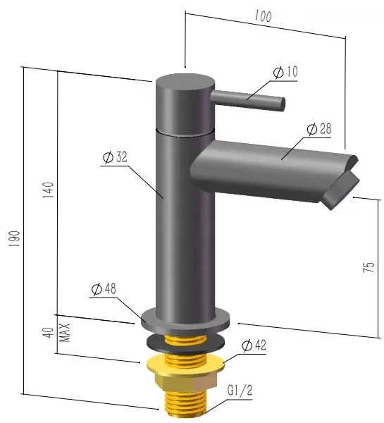 Mueller Round toiletkraan pvd-coating chroom