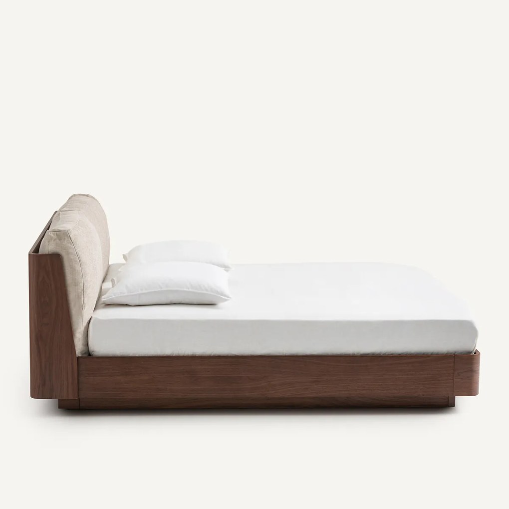 Tweepersoonsbed met opbergruimte in walnootfineer, Angelo