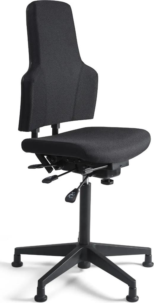 24Designs Bedrijfsstoel Hoog - Stof Zwart - Verstelbare Zithoogte 66 - 91 Cm - Zwart Kunststof Onderstel