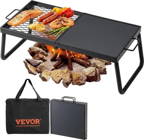 VEVOR BBQ Gills Houtskoolgrill Opvouwbare grill Tafelgrill 570 x 285 x 230 mm, Draagvermogen 6 kg Draagbare reisgrill Buitengrill Campinggrill 300 ℃, Grillrooster + Grillplaat voor tuinfeesten, picknicks, terras