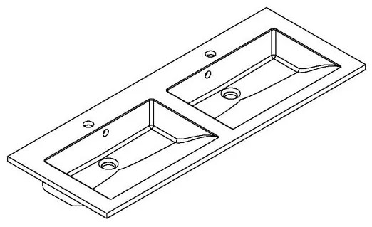 Allibert Slide solid surface wastafel met twee kraangaten 120cm zwart graniet