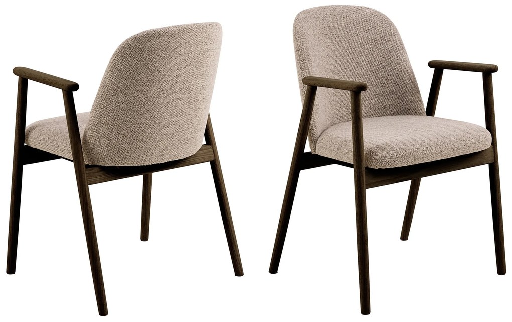 RODERIC Beige Latte (stof Monza 60) / frame gerookt gelakt eiken - HOUTEN STOEL VOOR WOONKAMER, EETKAMER, KEUKEN RETRO