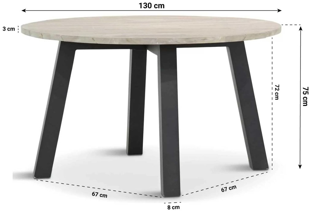 Tuinset Rond 4 personen Rope Grijs 4 Seasons Outdoor Elba/Derby