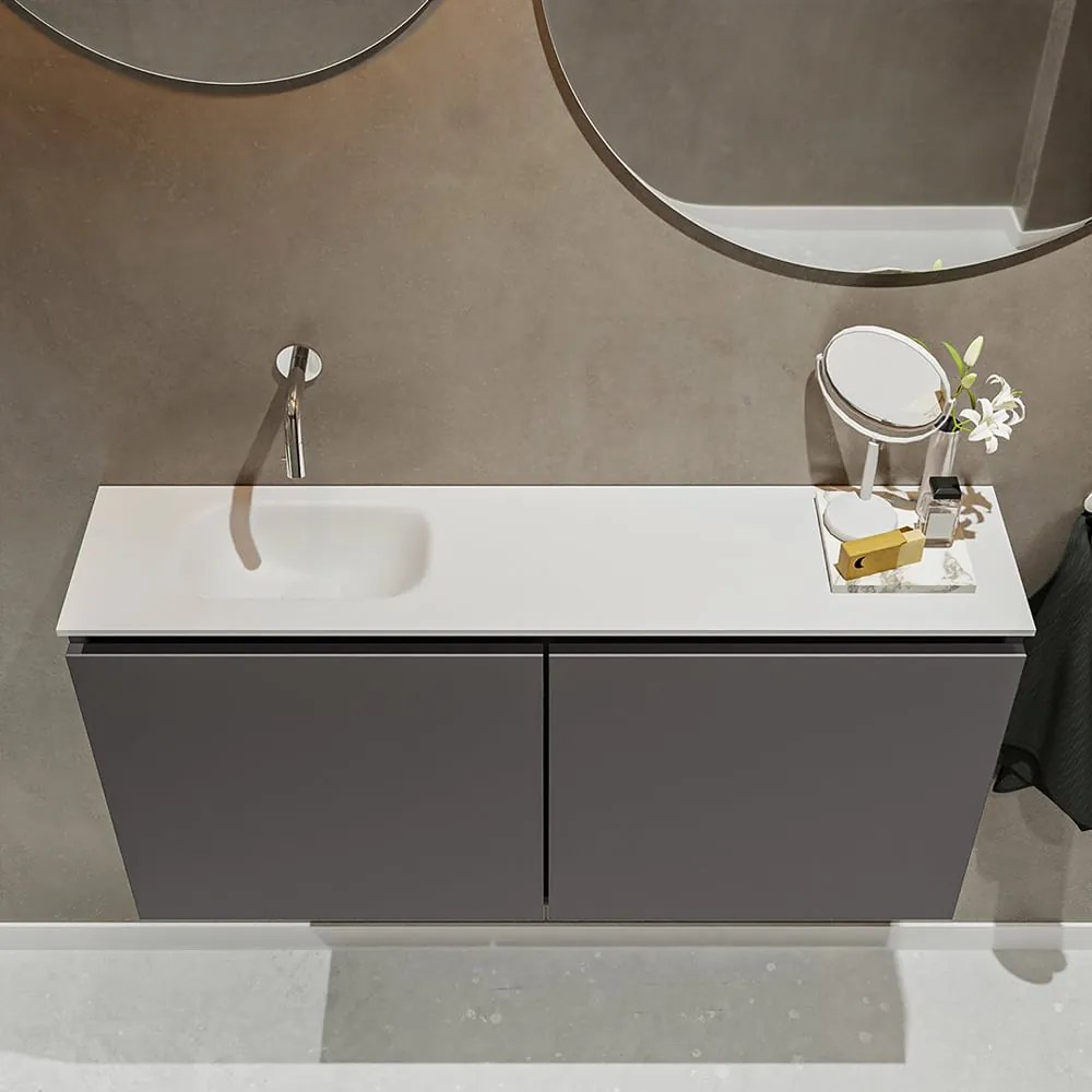 Mondiaz Ture 100cm toiletmeubel dark grey met wastafel talc links geen kraangat