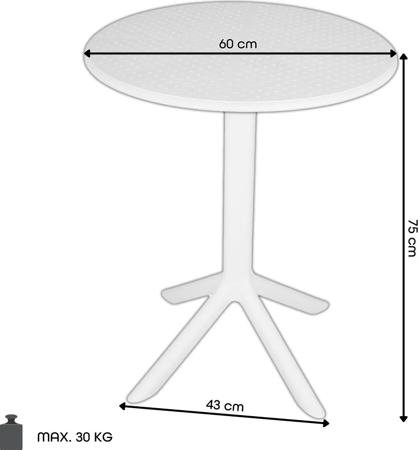 SIERRA Wit - MODERNE TUINTAFEL (voor keuken, café, tuin)