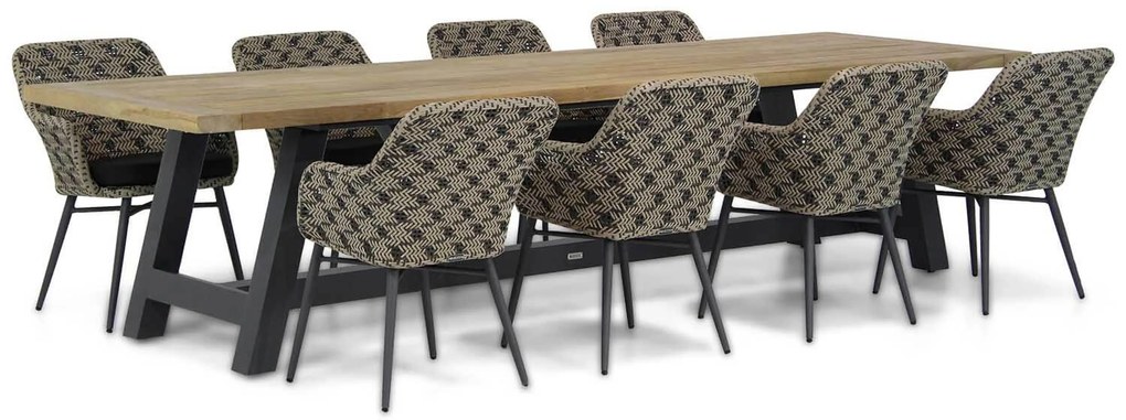 Tuinset 8 personen 330 cm Wicker Zwart Lifestyle Garden Furniture Crossway/Trente