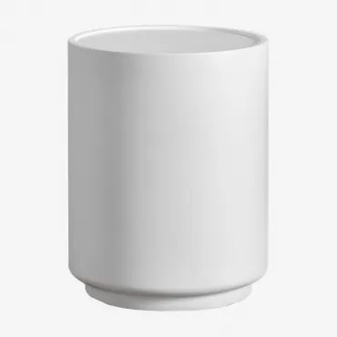 Set Van 2 Ronde Nachtkastjes Ø35 Cm In Cement Darwys Wit - Sklum