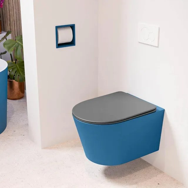 MONDIAZ LAVIE wandclosetpack - 36x53cm - diepspoel - rimless - Jeans (blauw) - softclose - quick-release - toiletzitting - Dark grey (grijs) LAVIEsetJeaDgr