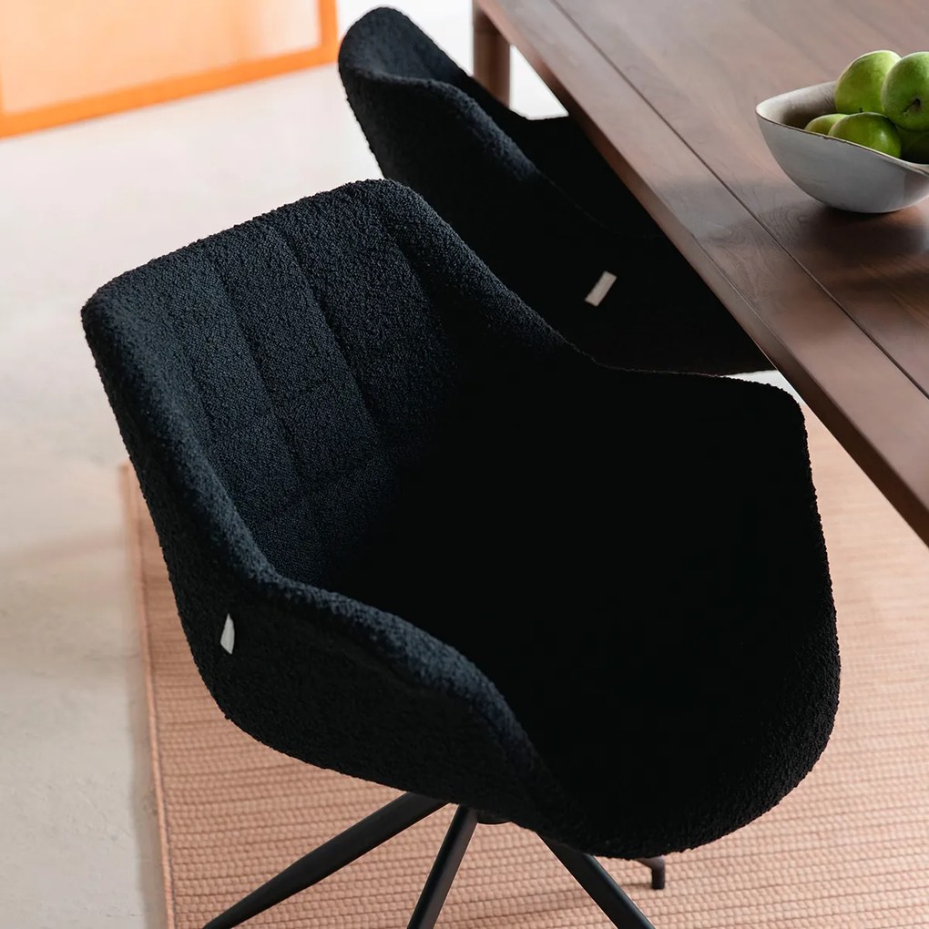 Zuiver Doulton Swivel Design Eetkamerstoel Draaibaar Zwart Boucle