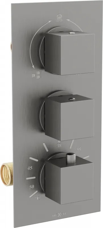 Mexen Cube thermostatische bad-douchekraan met 3 uitgangen, grafiet - 77503-66