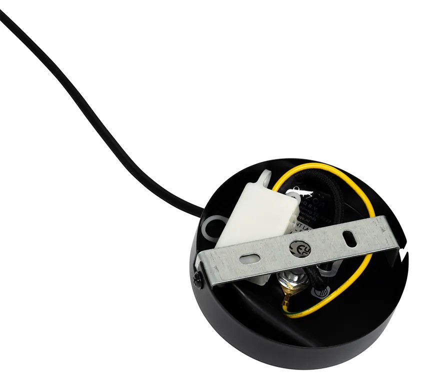 Art Deco hanglamp zwart met smoke glas - Laura