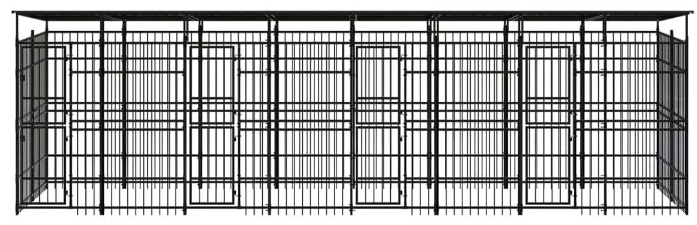 vidaXL Hondenkennel met dak 14,75 m² staal
