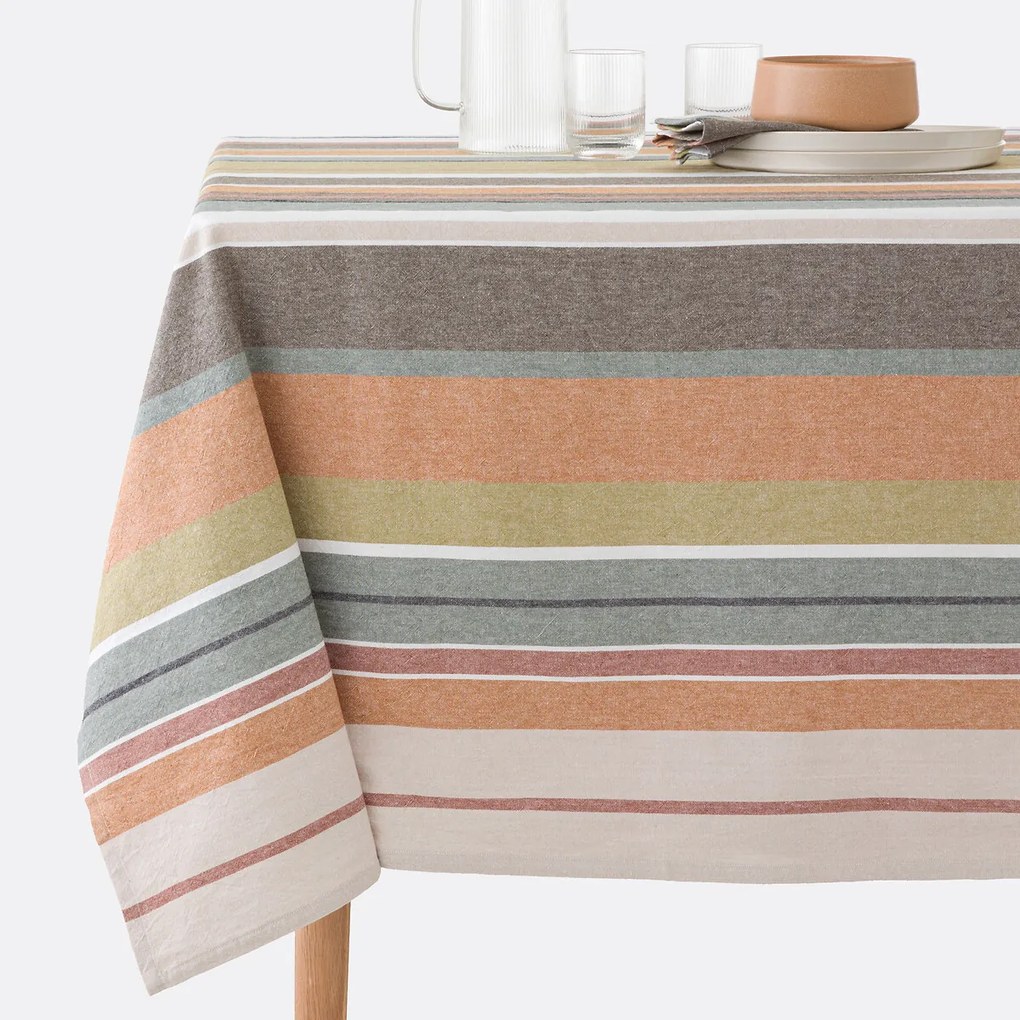 Tafelkleed met strepen van gewassen geweven katoen Antika