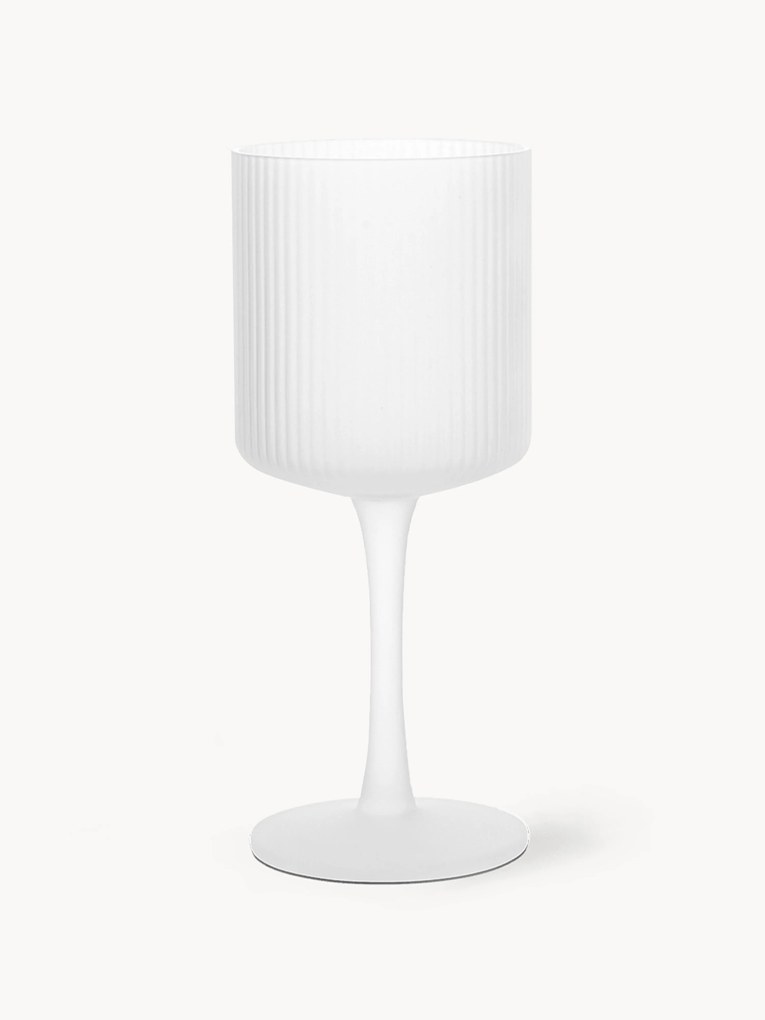 Mondgeblazen witte wijnglazen Ripple met groefreliëf, 2-delig