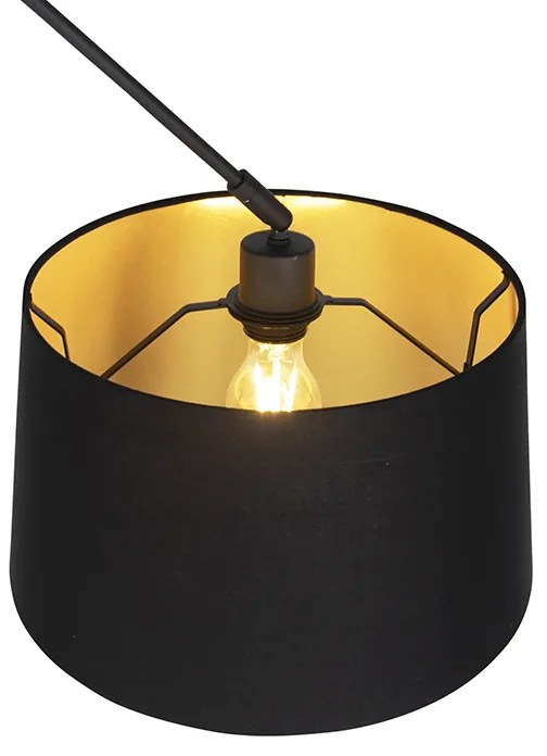Hanglamp zwart met katoenen kap zwart met goud 35 cm - Blitz
