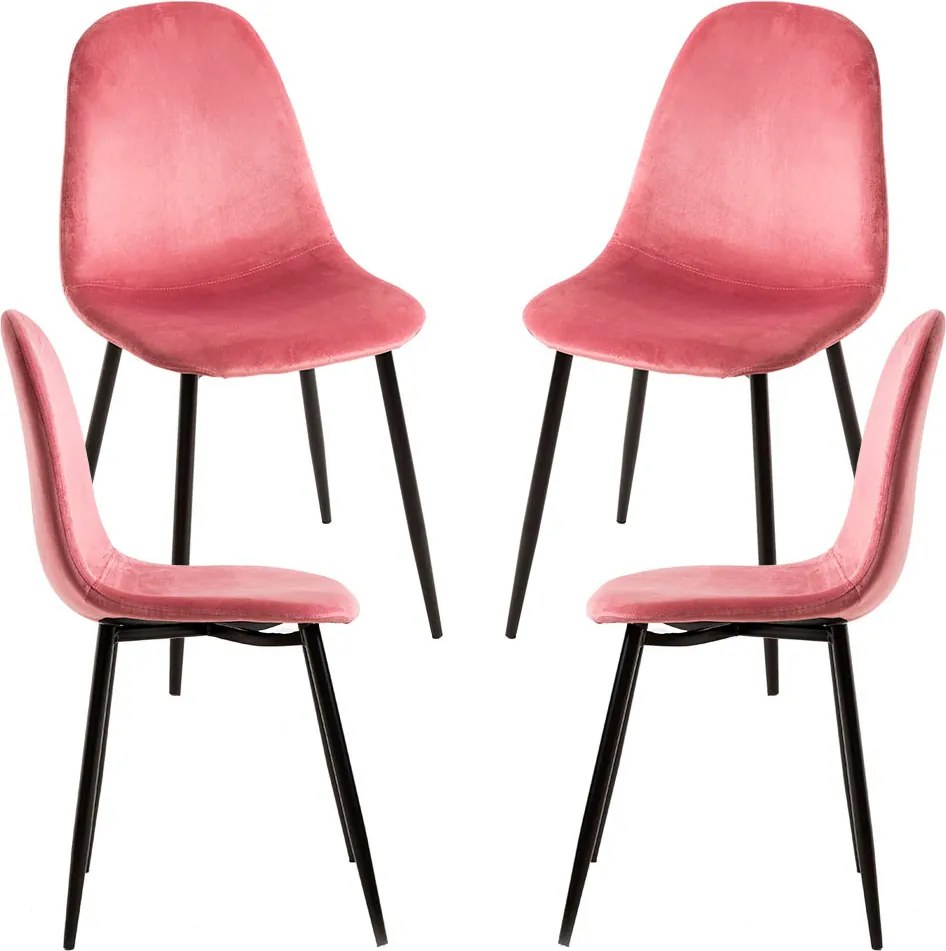 Set 4 Teok Black Fluwelen Stoelen