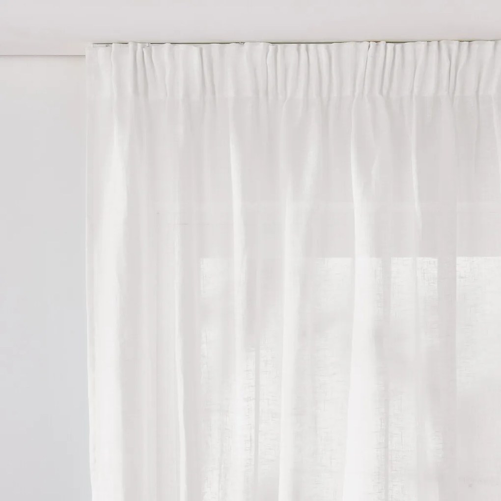 Linnen glasgordijn met gerimpelde bies en golf, ONEGA