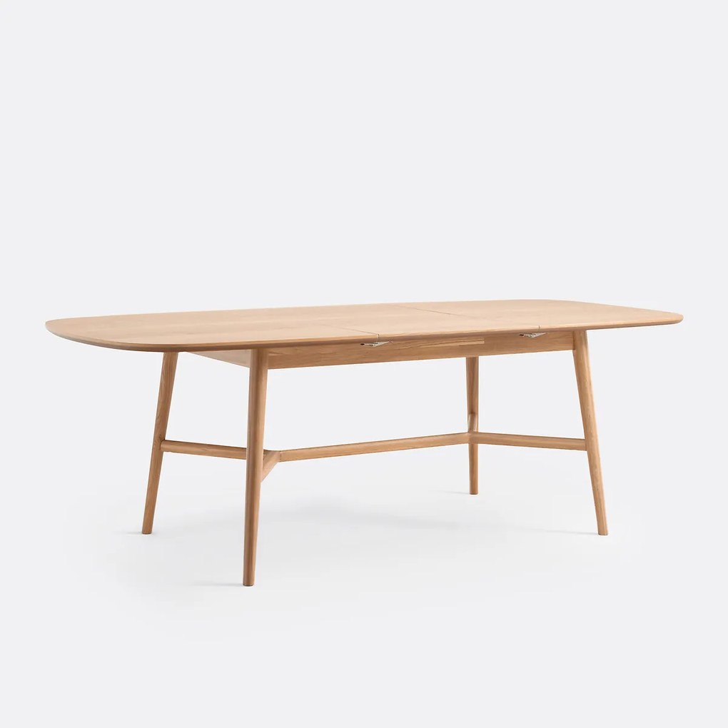 Uitschuifbare eettafel, eiken en fineer, 6 tot 8 couverts, YVAN