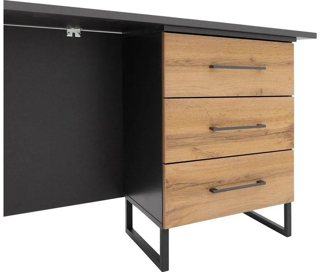 Goossens Basic Commode Bastion, Bureau 3 laden rechts, 140 cm breed