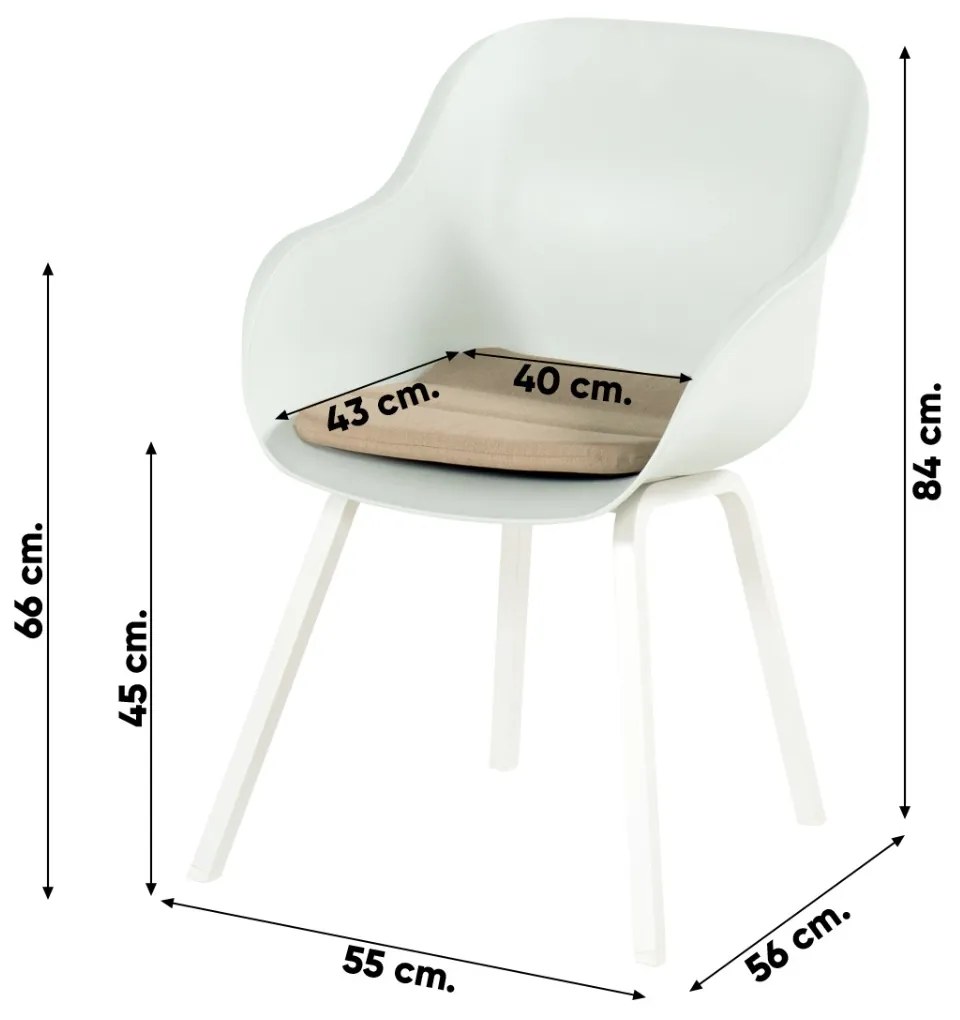 Hartman Le Soleil Element dining armstoel - Wit - Alu poot