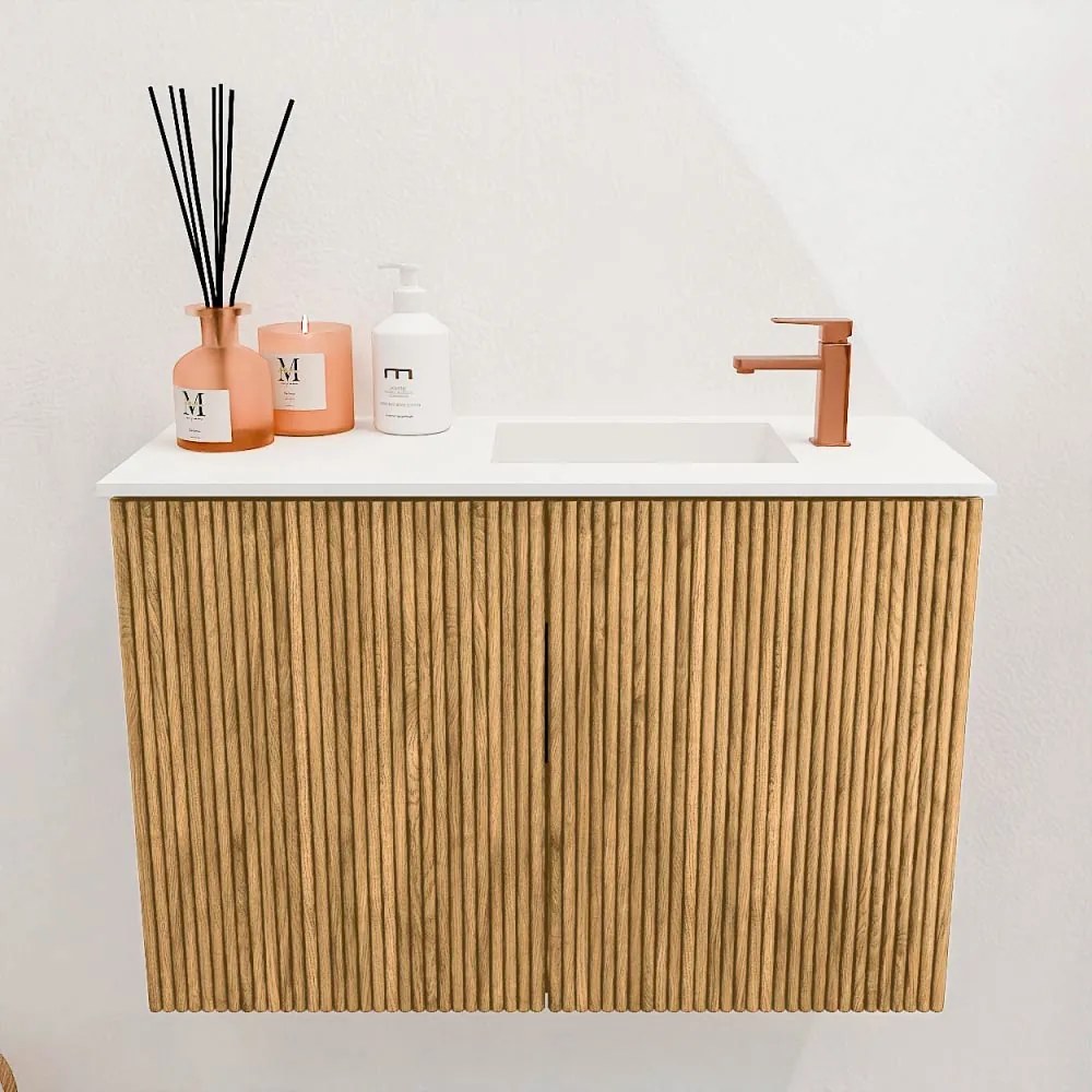Mondiaz Joya 60cm toiletmeubel oak met wastafel faye rechts 1 kraangat talc