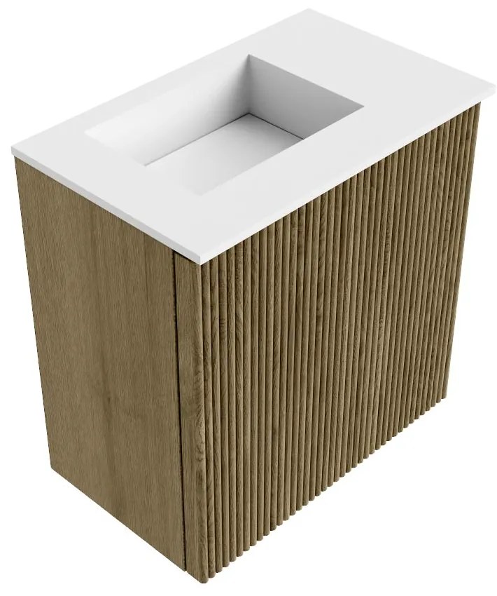 Mondiaz Joya 40cm toiletmeubel dusk met wastafel faye links zonder kraangat talc