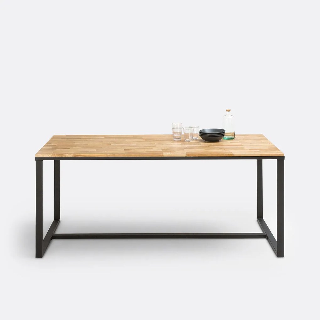 Eettafel, eik en staal, 8 personen, HIBA