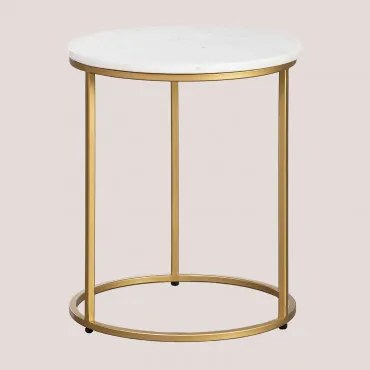 Ronde Bijzettafel Ø40 Cm In Kaley Marmer Wit Marmer - Sklum