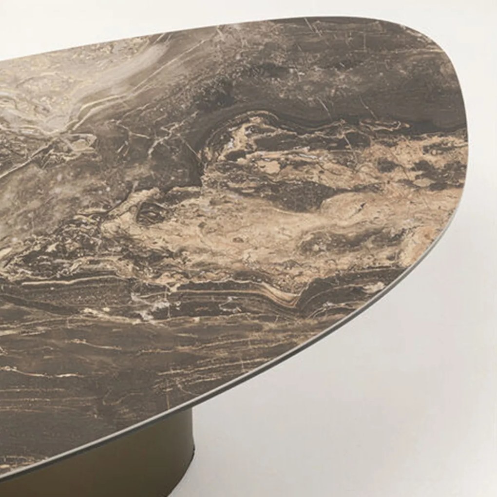 Salontafel Marmerlook Ovaal Bruin - 120 X 60cm.