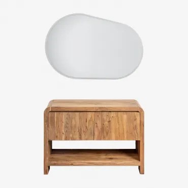 Vacry Houten Badkamermeubelset Acacia Bruin & Zonder Wastafel & Ovaal Led En Anticondens 120x80 Cm Riben & Zonder Kraan & ↔︎ 120 Cm - Sklum