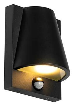 Buiten wandlamp zwart IP44 met bewegingsmelder - Femke Industriele / Industrie / Industrial GU10 IP44 Buitenverlichting rond