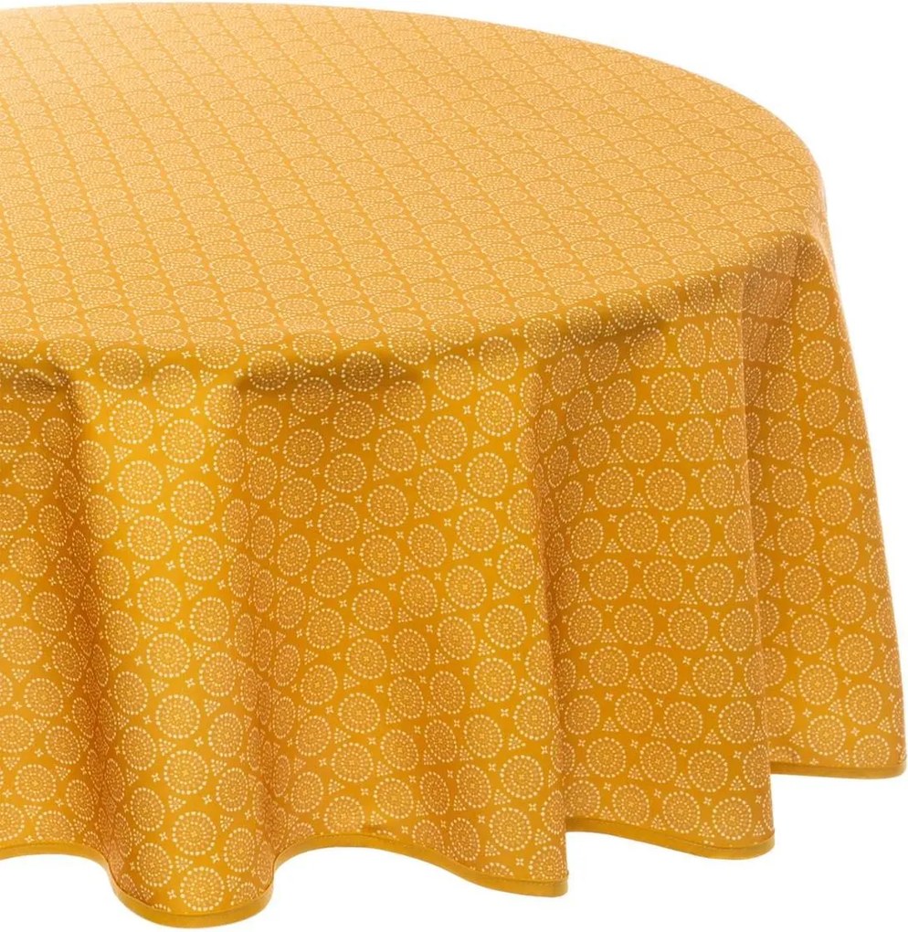 Atmosphera Etnik Rond Tafelkleed - Ø 180 cm - Okergeel - Vlekbestendig