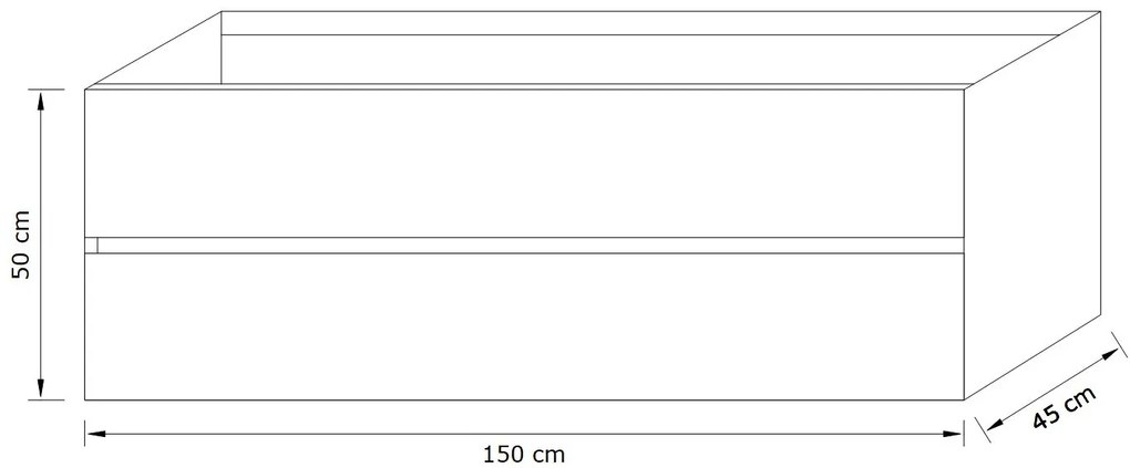 Zaro Sevilla Solid Surface badmeubel 150cm mat zwart geen kraangat met 2 lades spoelbak links