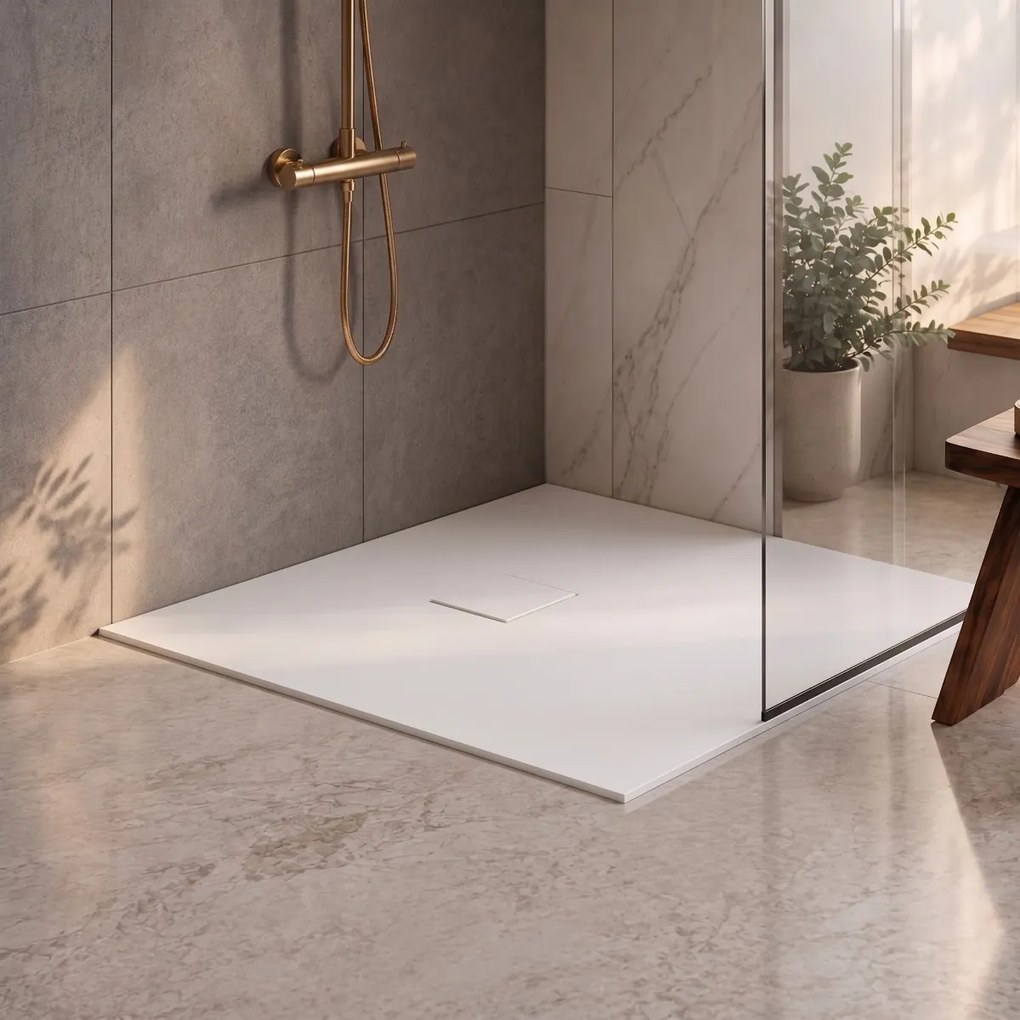 Saniclear Naxos SMC douchebak stone-look 90x90cm wit mat