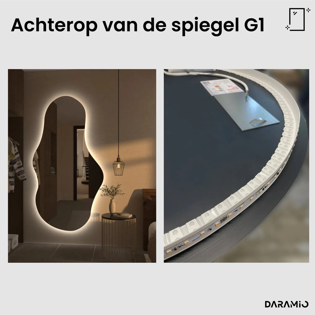 Golvende spiegel met LED-verlichting G1
