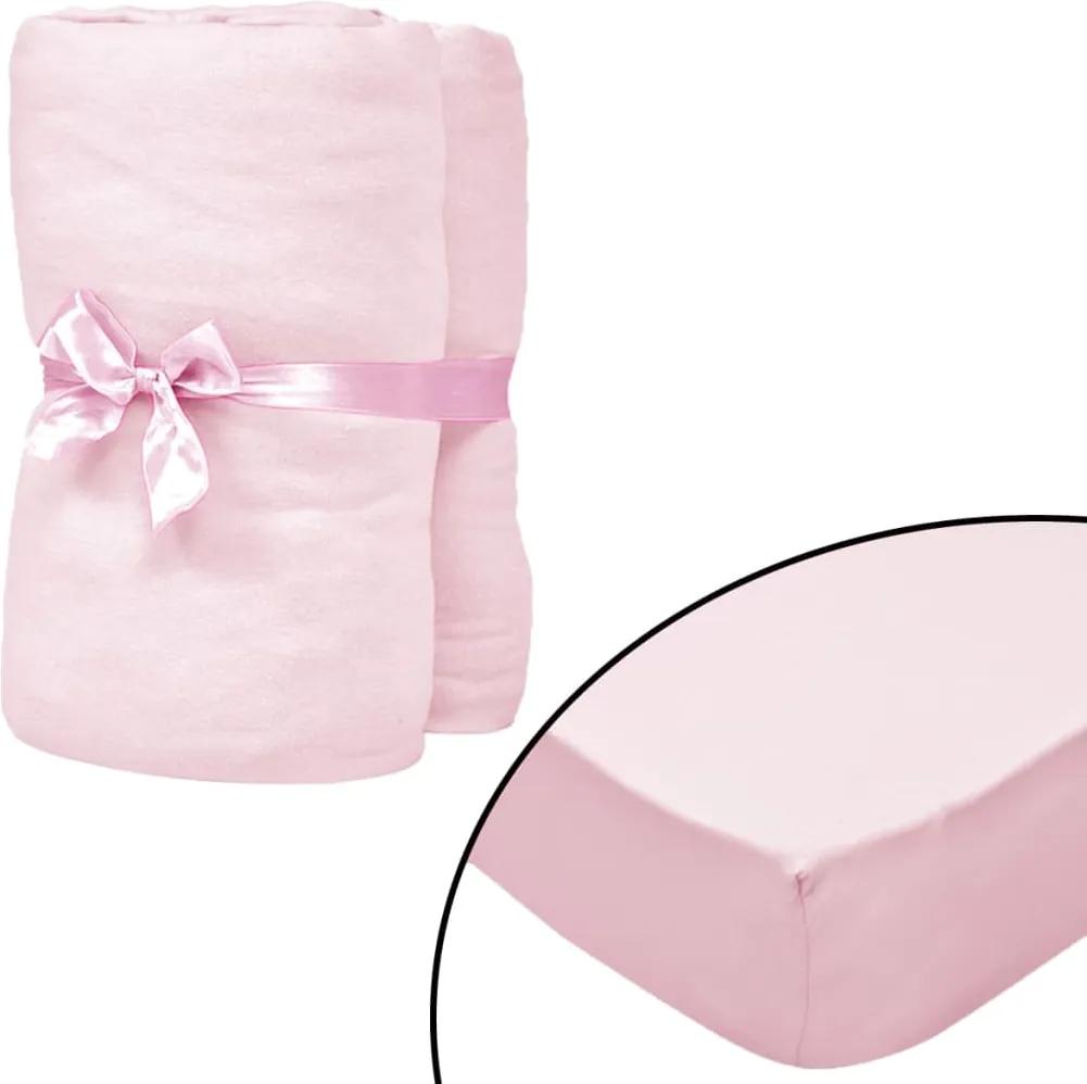 Hoeslakens voor wiegjes 4 st 70x140cm katoenen jersey stof roze