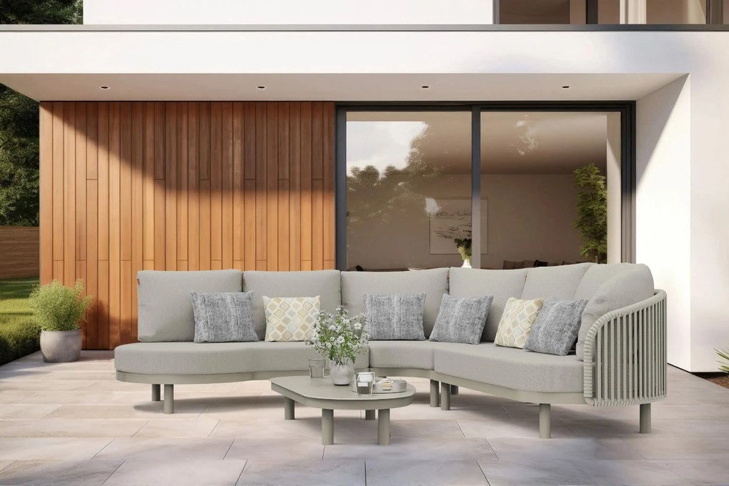 Hoek loungeset 5 personen Aluminium/rope Taupe  Santika Furniture Santika