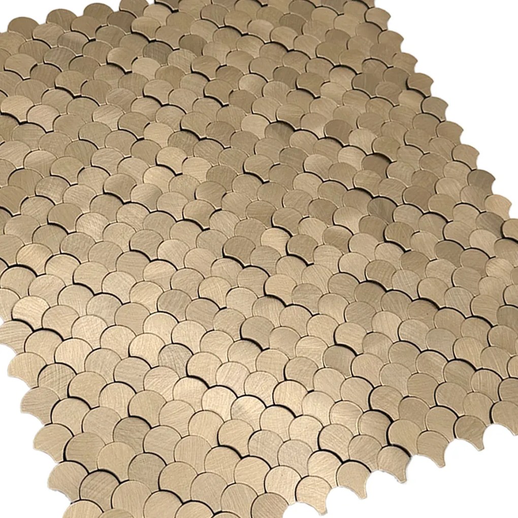 Zelfklevende Mozaïektegels Metaal | Visschub Goud | 28,8×29,8 cm | Keuken, Bad &amp; WC