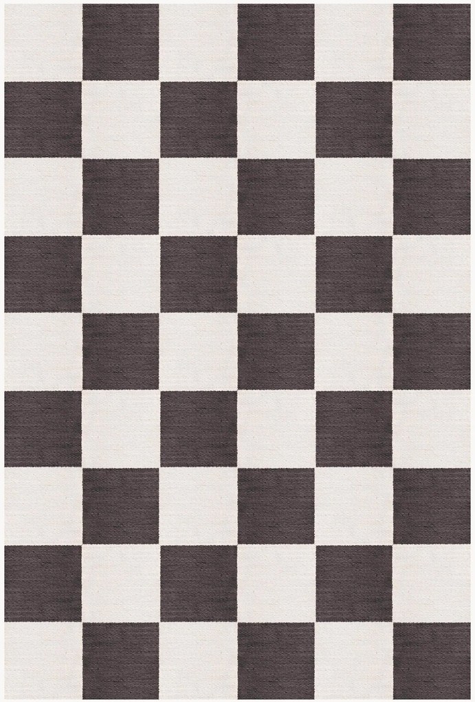 Handgeweven laagpolig wollen vloerkleed Chess Flatweave