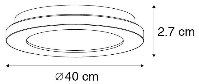 Moderne plafonnière zwart 40cm incl. LED 3-staps dimbaar IP44 - Steve Modern IP44 rond Binnenverlichting Lamp