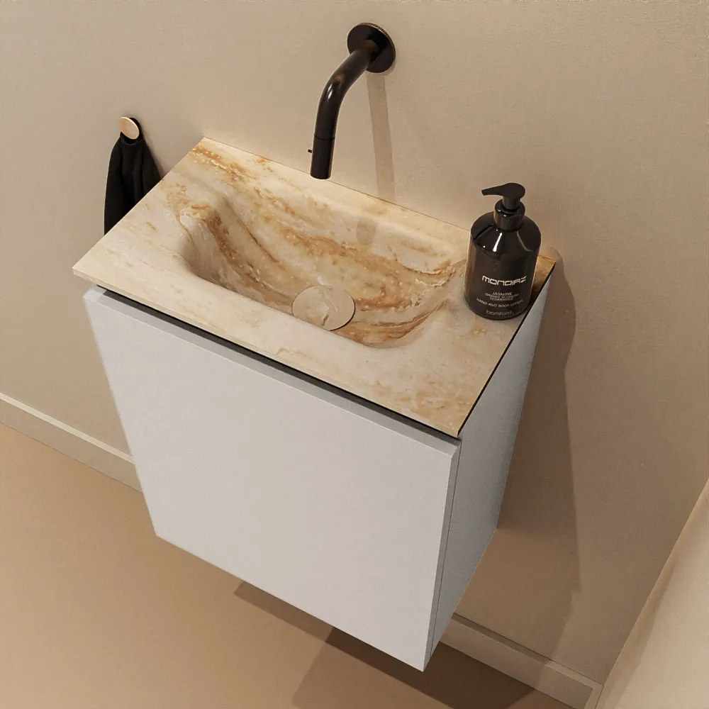 Mondiaz Ture DLux toiletmeubel 40cm linen met wastafel frappe midden zonder kraangat