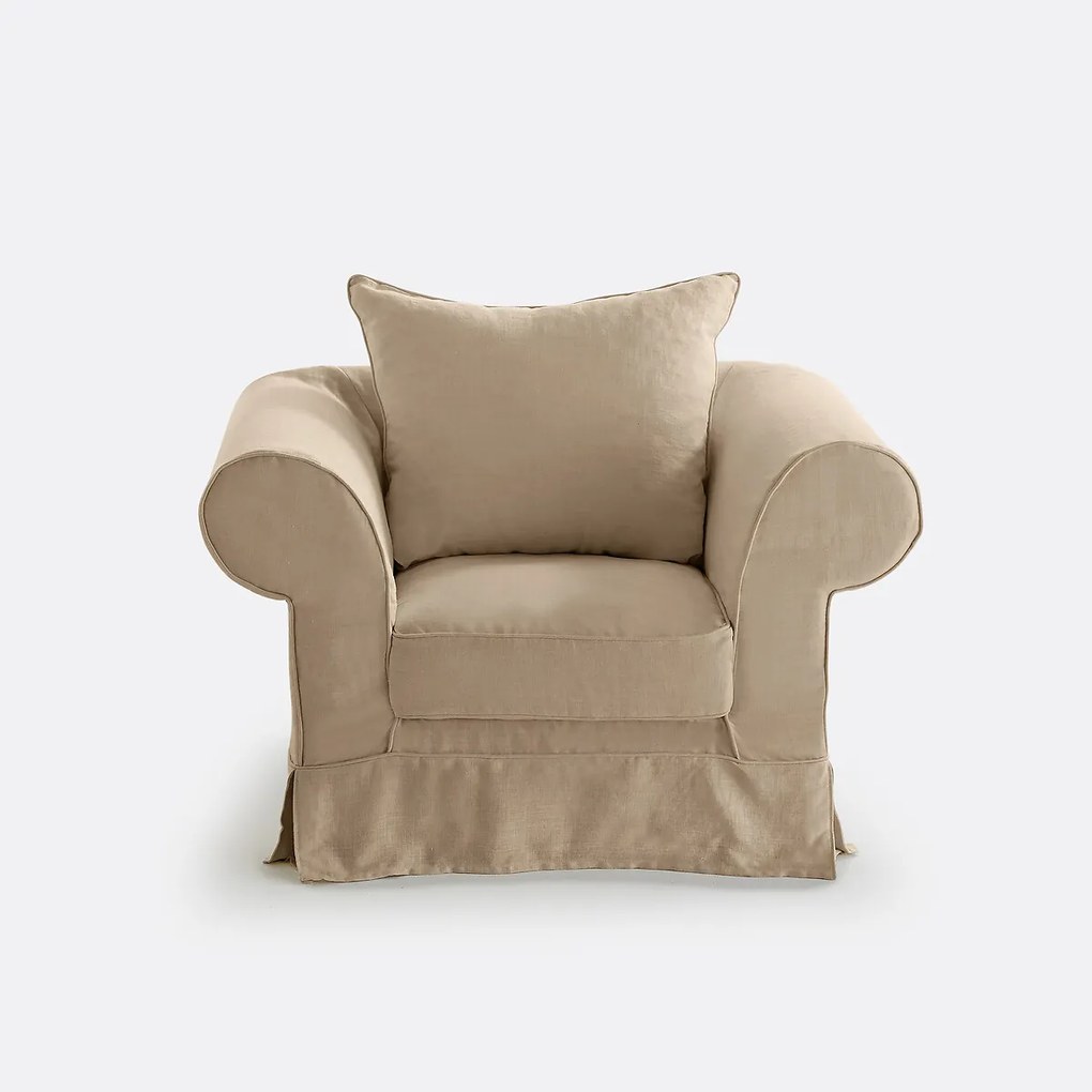 Fauteuil in dik linnen, uitstekend comfort, Adelia