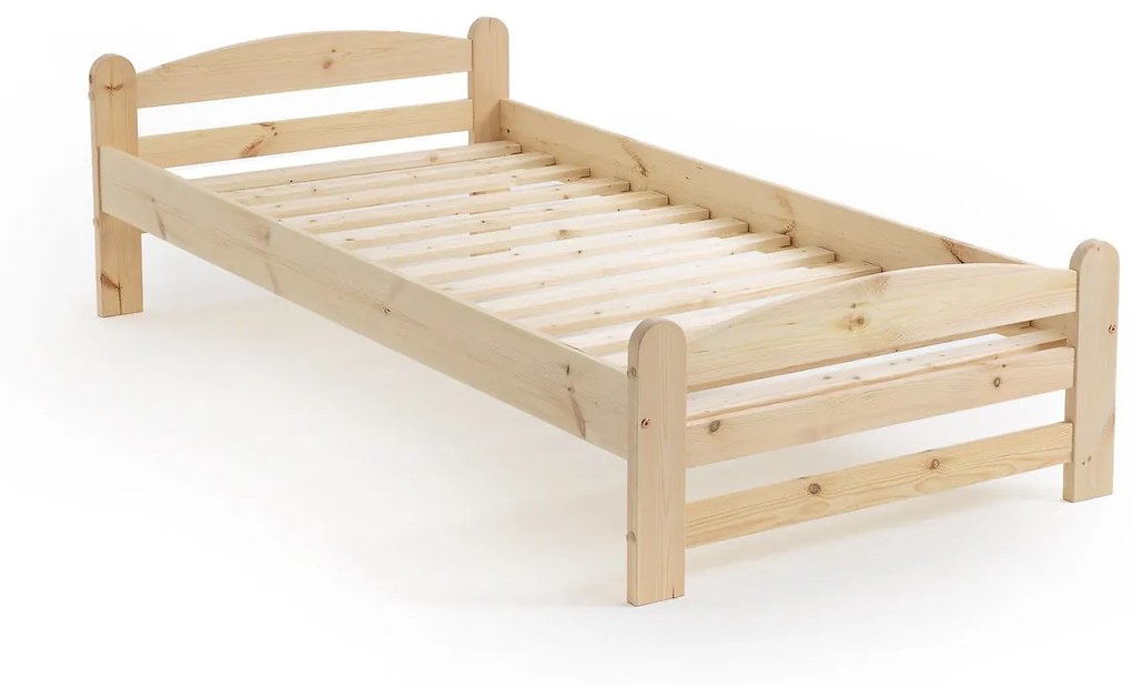 Bed in massief dennenhout met lattenbodem, Loan