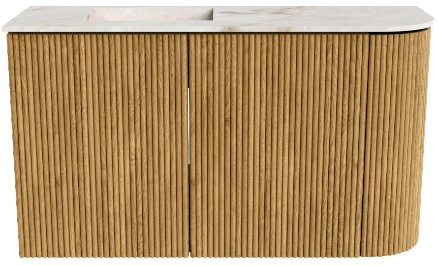 Mondiaz Joya DLux 70cm toiletmeubel ronding rechts oak met wastafel faye links zonder kraangat frappe