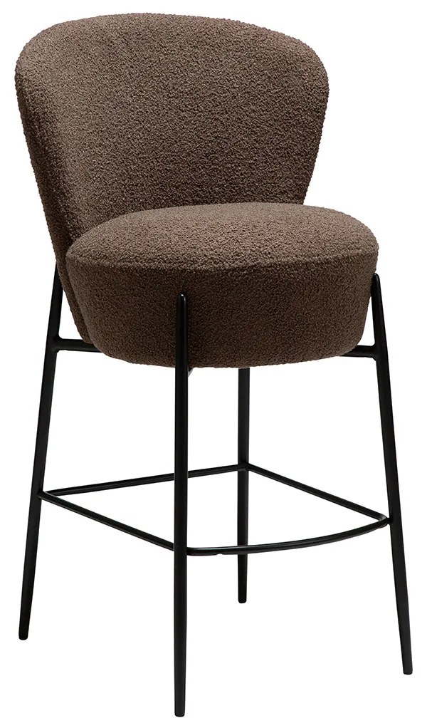 Dan-Form Orbit Barkruk Bruin Boucle Met Hoge Ronde Rugleuning