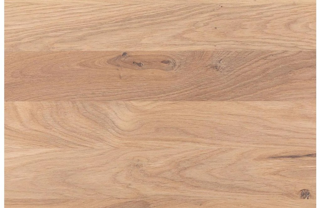 Goossens Nachtkastje Runt, Voet rond metaal ral 9005 zwart, blad massief eik